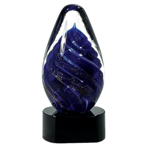 6 1/2" Blue Tear Drop Art Glass