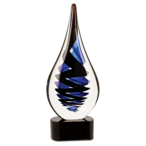 11 1/4" Black Twist Raindrop Art Glass