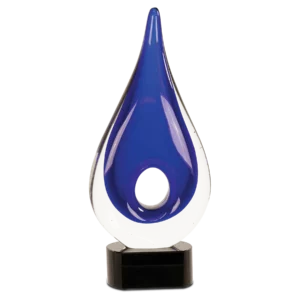 11 1/4" Blue Round Window Raindrop Art Glass
