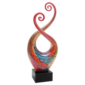 14" Multi-Color Twist Art Glass with Black Base