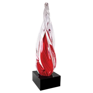 12" Red Twisted Spire with Black Base