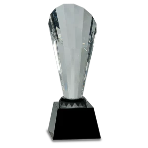Clear Crystal Faceted Rising Spire on Black Base