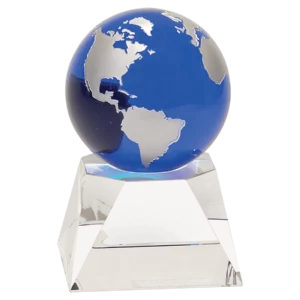 Blue Crystal Globe on Clear Crystal Base