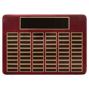 Rosewood Piano Finish 60 Plate Perpetual Plaque with Black Brass Plates