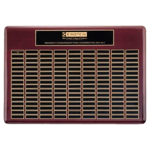Rosewood Piano Finish 96 Plate Perpetual Plaque with Black Brass Plates