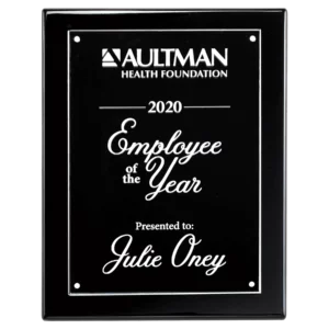 Clear Acrylic Plate on Black High Gloss Plaque